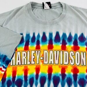 Vtg‎ Harley-Davidson Virginia Beach VA Tee Men Gray Tie Dye Cotton 3XL